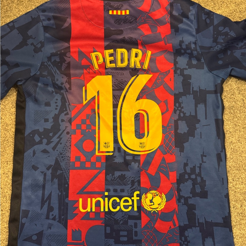 Barcelona Pedri Youth Blue and Red  Jersey